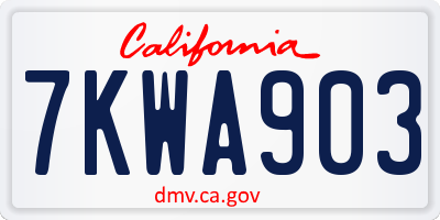 CA license plate 7KWA903