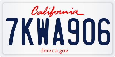 CA license plate 7KWA906