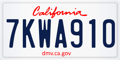 CA license plate 7KWA910