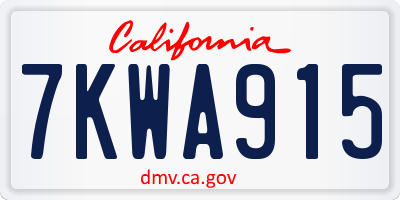 CA license plate 7KWA915