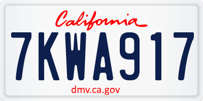 CA license plate 7KWA917