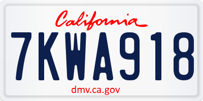 CA license plate 7KWA918