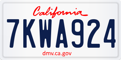 CA license plate 7KWA924