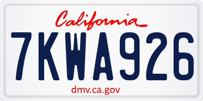 CA license plate 7KWA926