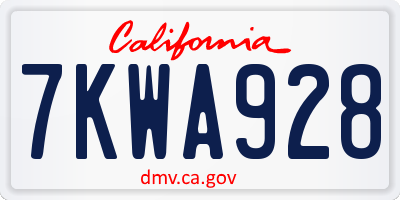CA license plate 7KWA928