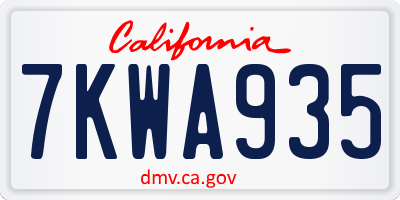 CA license plate 7KWA935