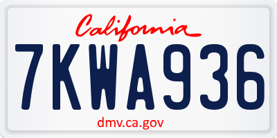 CA license plate 7KWA936