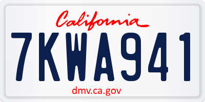 CA license plate 7KWA941