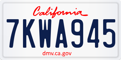 CA license plate 7KWA945