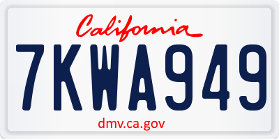 CA license plate 7KWA949
