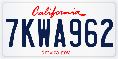 CA license plate 7KWA962