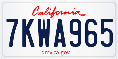 CA license plate 7KWA965