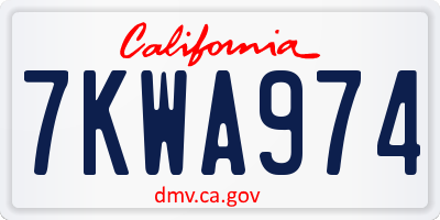 CA license plate 7KWA974