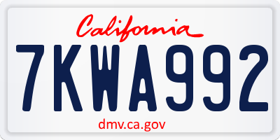 CA license plate 7KWA992