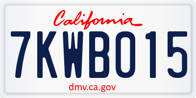 CA license plate 7KWB015