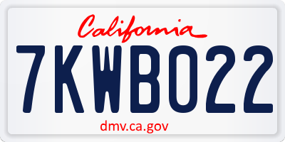 CA license plate 7KWB022
