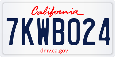 CA license plate 7KWB024