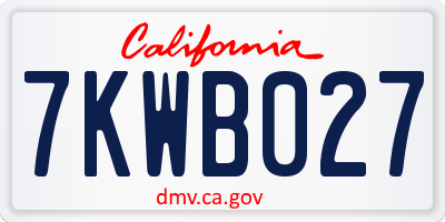CA license plate 7KWB027