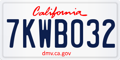 CA license plate 7KWB032