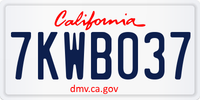 CA license plate 7KWB037