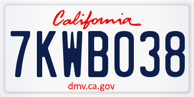 CA license plate 7KWB038