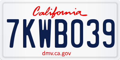 CA license plate 7KWB039