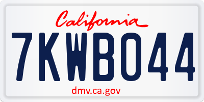 CA license plate 7KWB044