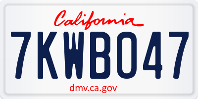 CA license plate 7KWB047