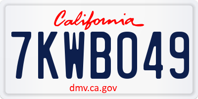 CA license plate 7KWB049