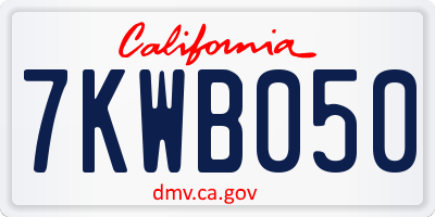 CA license plate 7KWB050