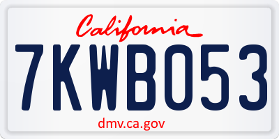 CA license plate 7KWB053