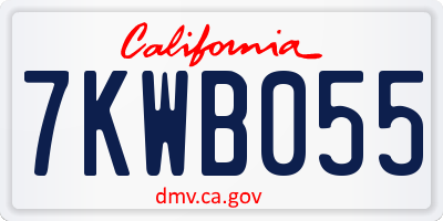 CA license plate 7KWB055