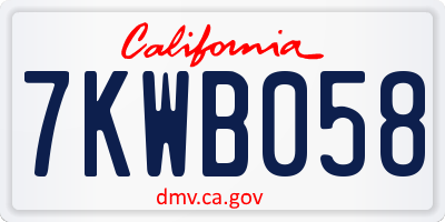 CA license plate 7KWB058