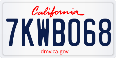 CA license plate 7KWB068