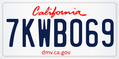 CA license plate 7KWB069