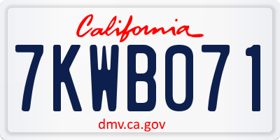 CA license plate 7KWB071