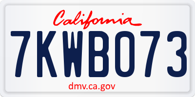 CA license plate 7KWB073