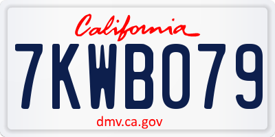CA license plate 7KWB079