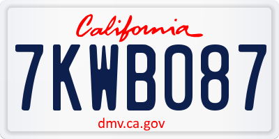 CA license plate 7KWB087