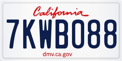CA license plate 7KWB088