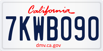 CA license plate 7KWB090