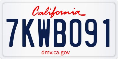 CA license plate 7KWB091