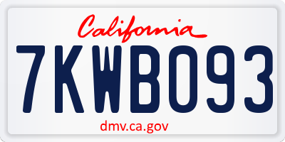 CA license plate 7KWB093