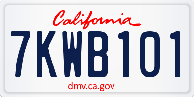 CA license plate 7KWB101