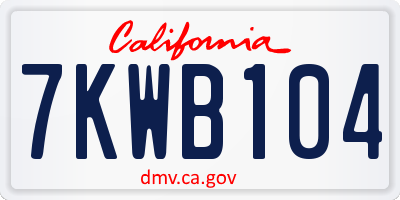 CA license plate 7KWB104