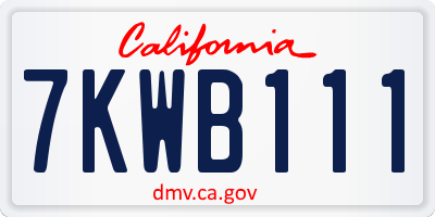 CA license plate 7KWB111