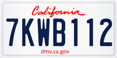 CA license plate 7KWB112