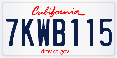 CA license plate 7KWB115