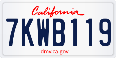 CA license plate 7KWB119