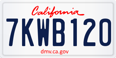 CA license plate 7KWB120